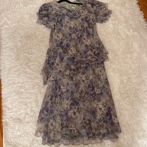 Vintage Cattiva New York Blue Green Floral Maxi Dress